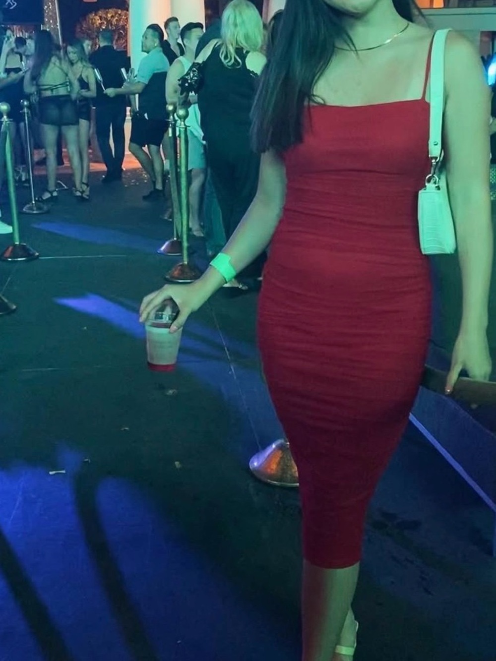 Windsor Red Ruched Midi Dress